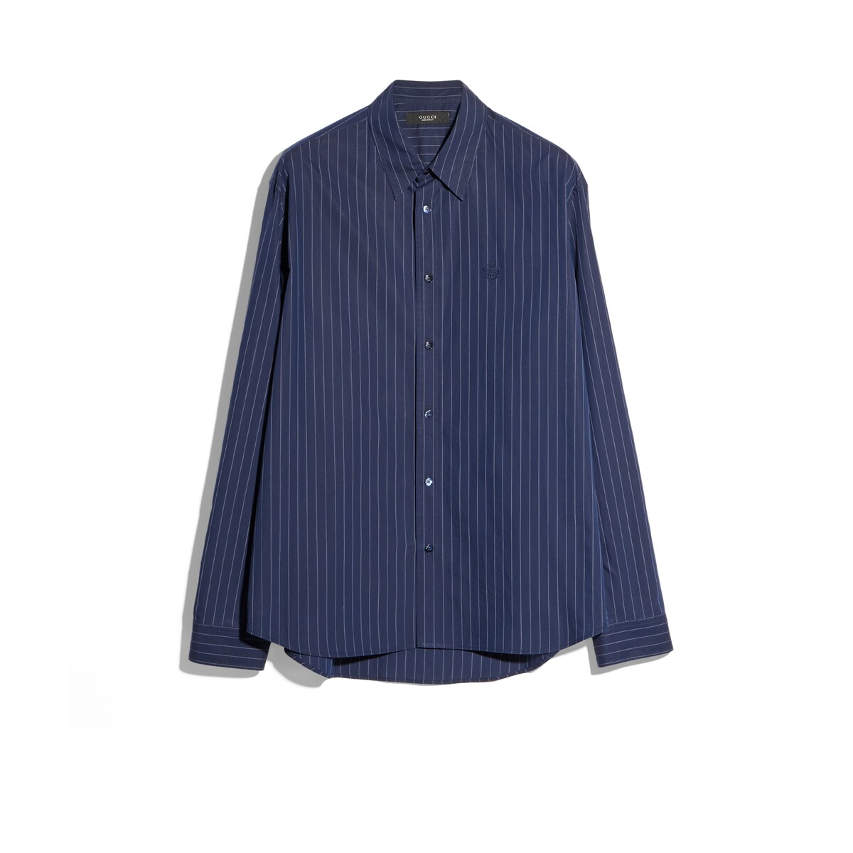 Gucci Pinstripe Cotton Shirt With Embroidery