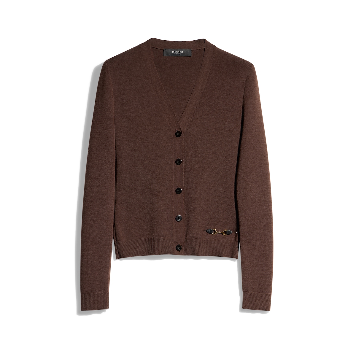 Gucci Fine Rib Knit Wool Cardigan With Horsebit