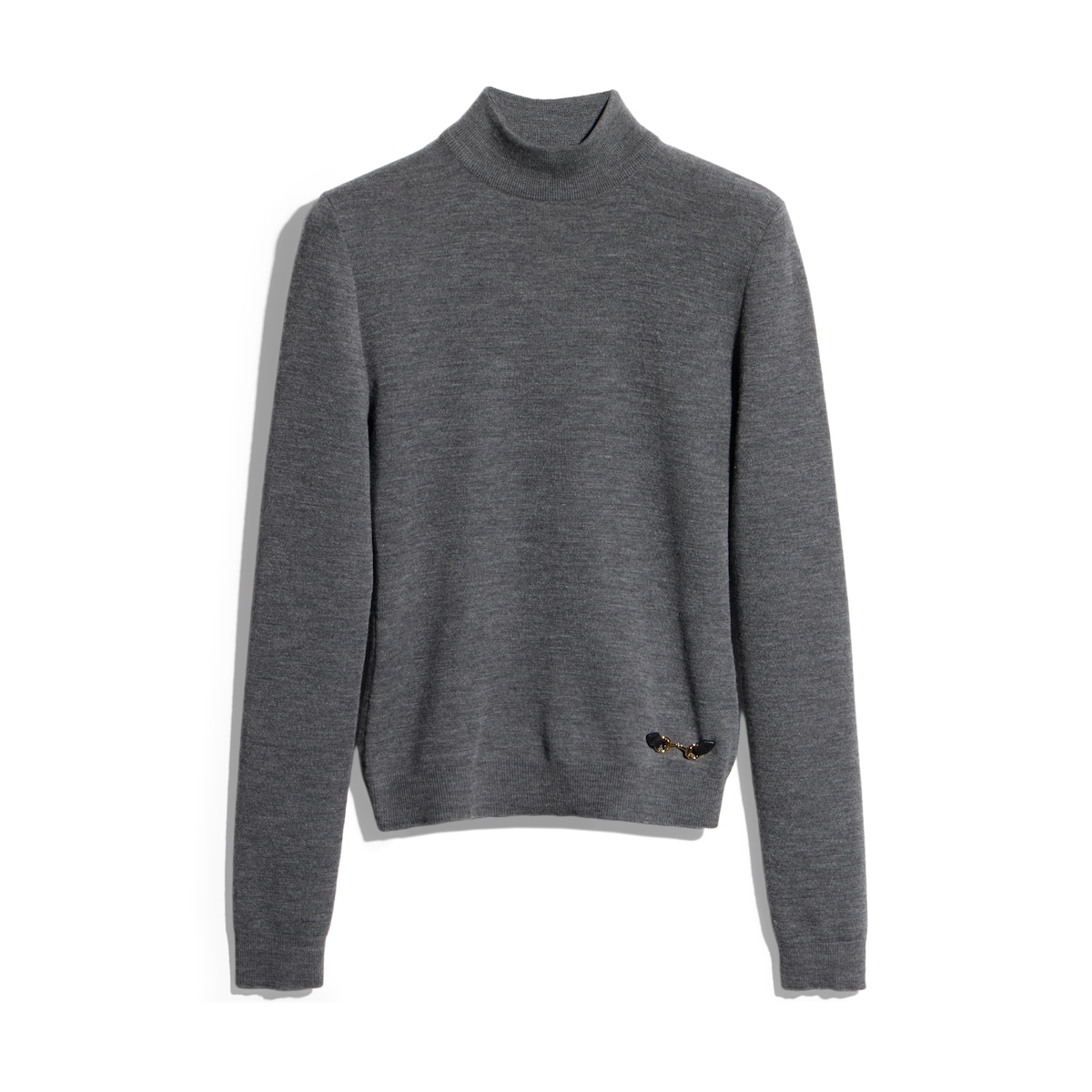 Fine Rib Knit Wool Top With Horsebit Fine Rib Knit Wool Top With Horsebit