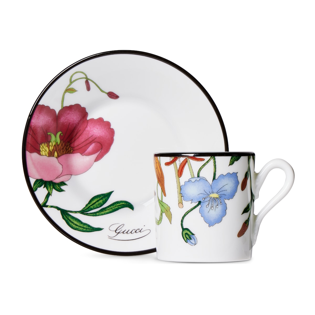 Gucci Flora Coffee Cup And Saucer, Set Of Two