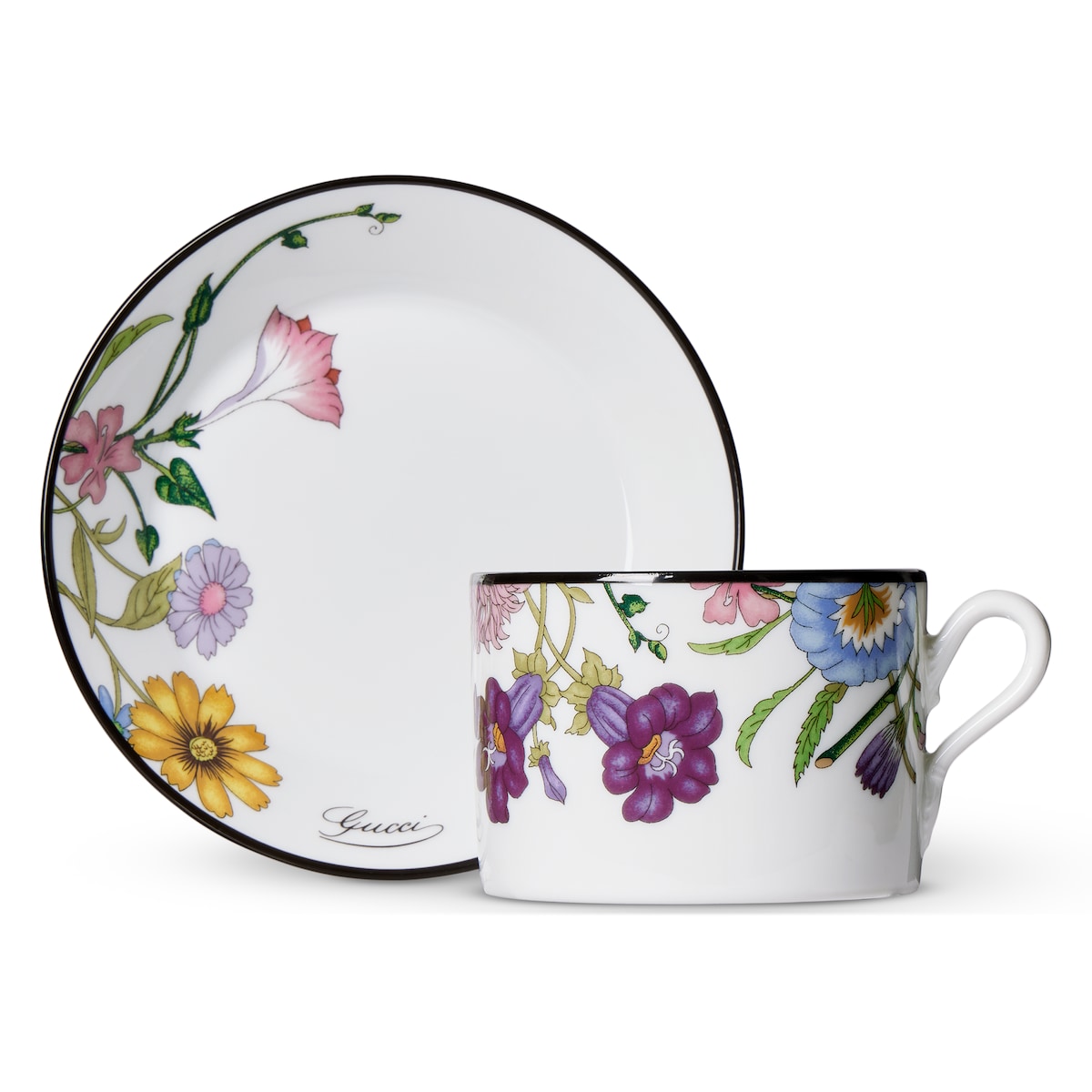 Gucci Flora Tea Cup And Saucer, Set Of Two