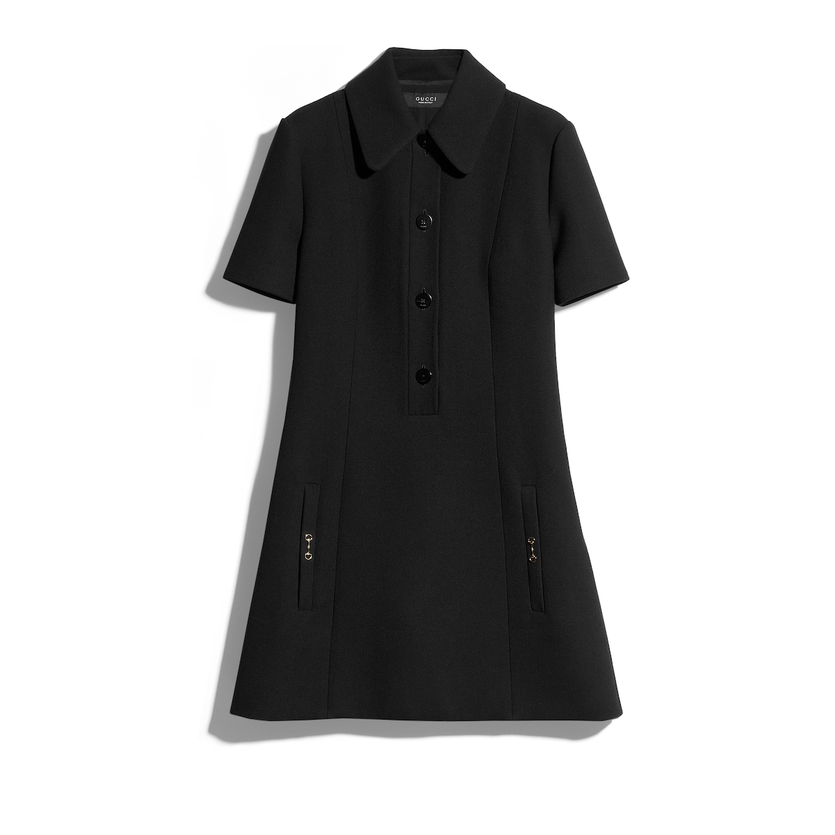 Crêpe Wool Polo Dress With Horsebit Crêpe Wool Polo Dress With Horsebit