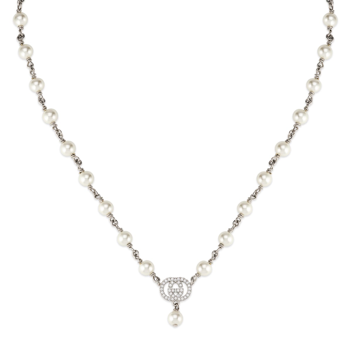 Gucci Pearl And Crystal Pendant Necklace