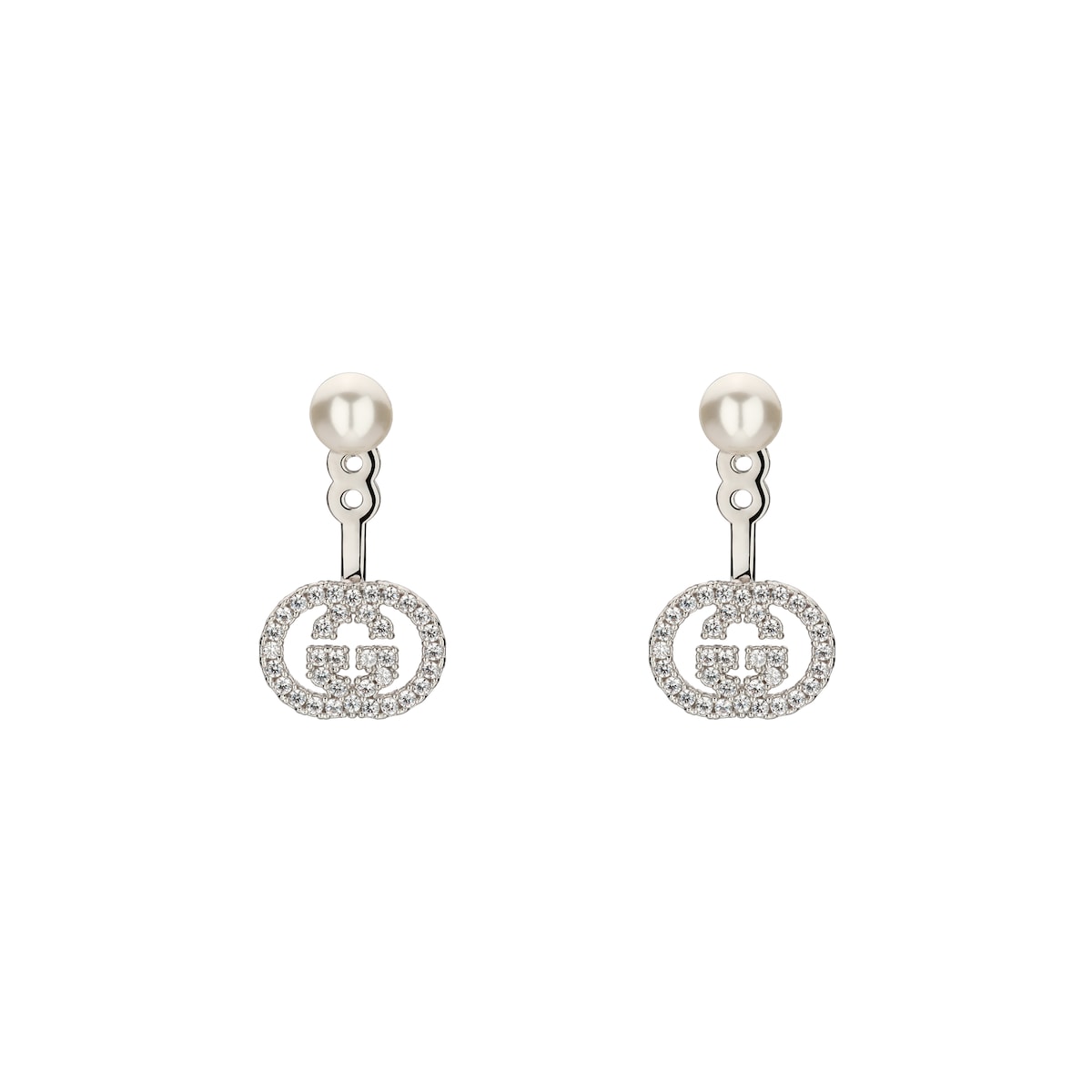 Pearl And Crystal Ear Jacket Earrings