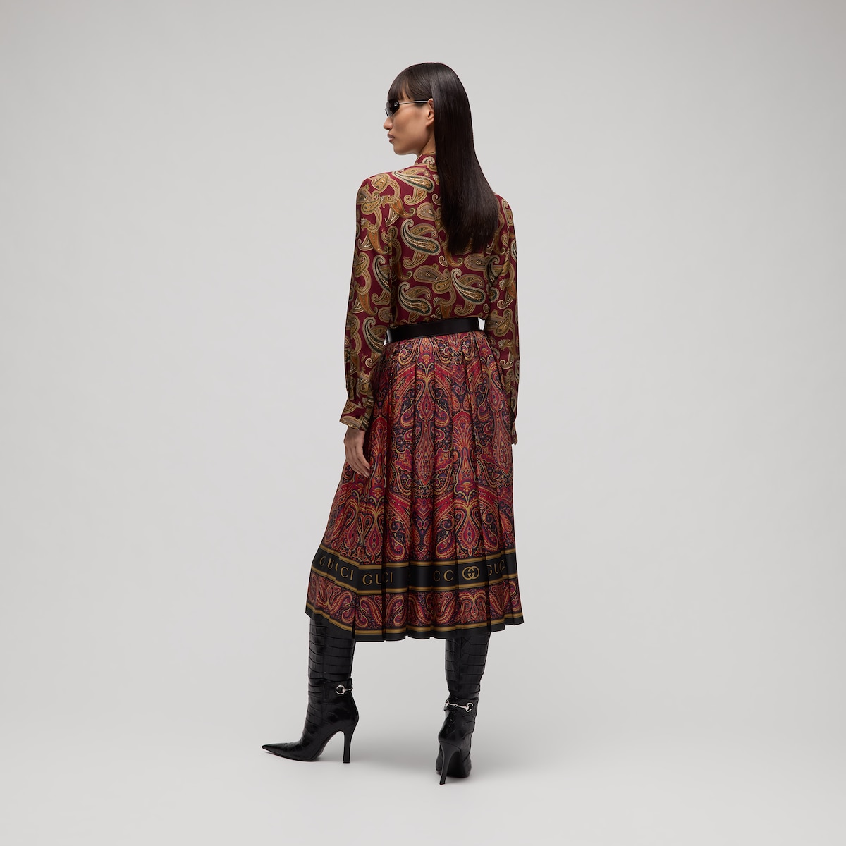 Gucci Printed Silk Twill Skirt | Thumbnail 3