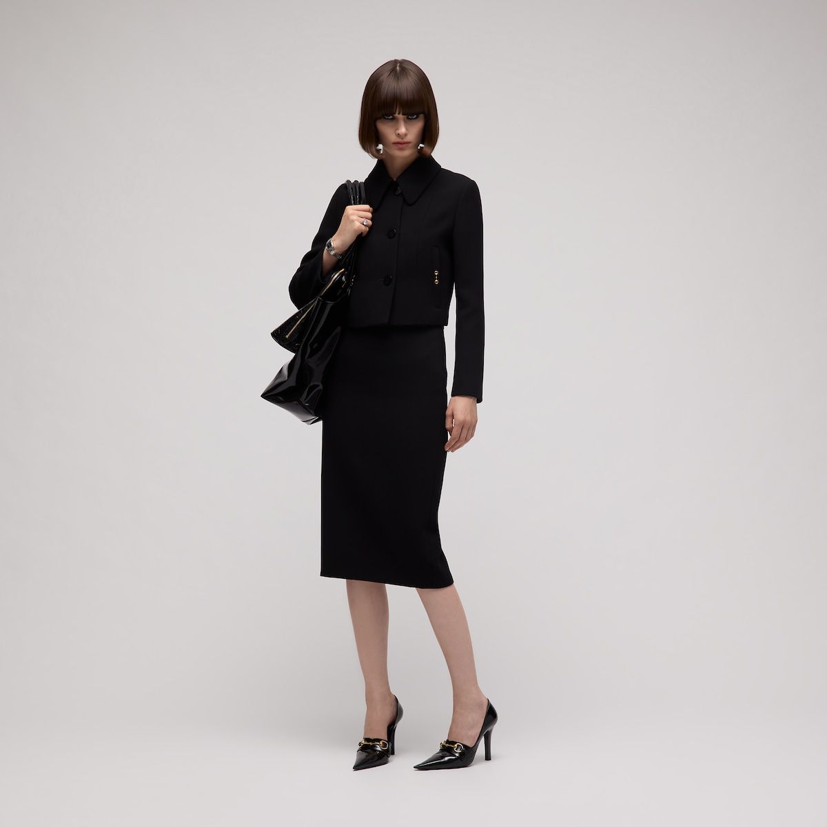 Gucci Crêpe Wool Jacket With Horsebit | Thumbnail 2 Gucci Crêpe Wool Jacket With Horsebit | Thumbnail 2