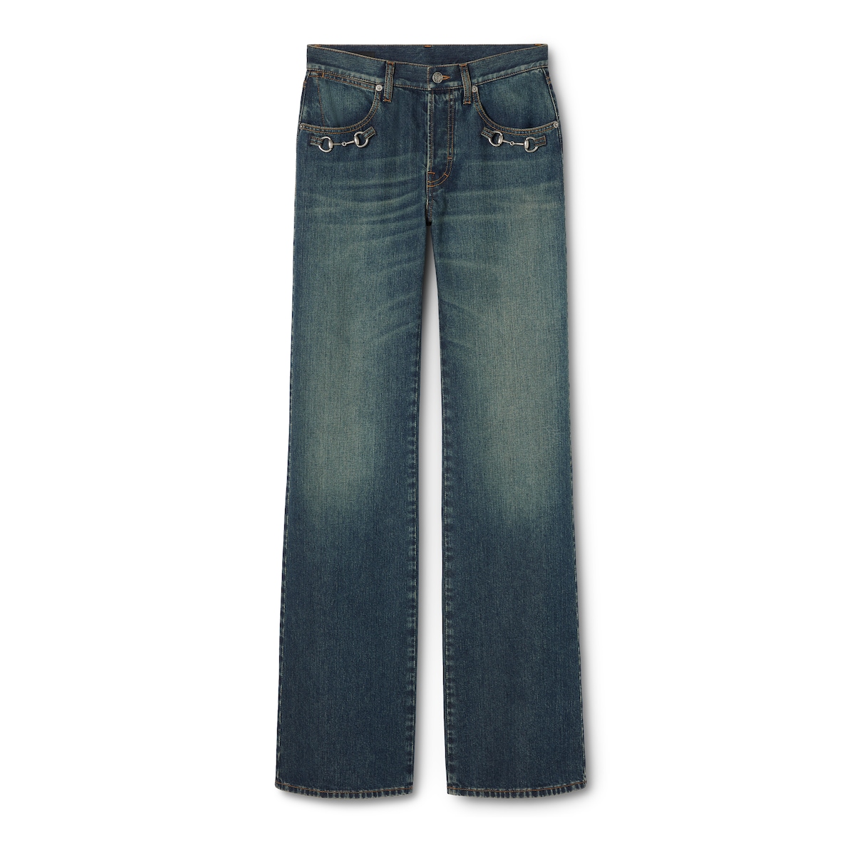 Cotton Denim Pants With Horsebit Cotton Denim Pants With Horsebit