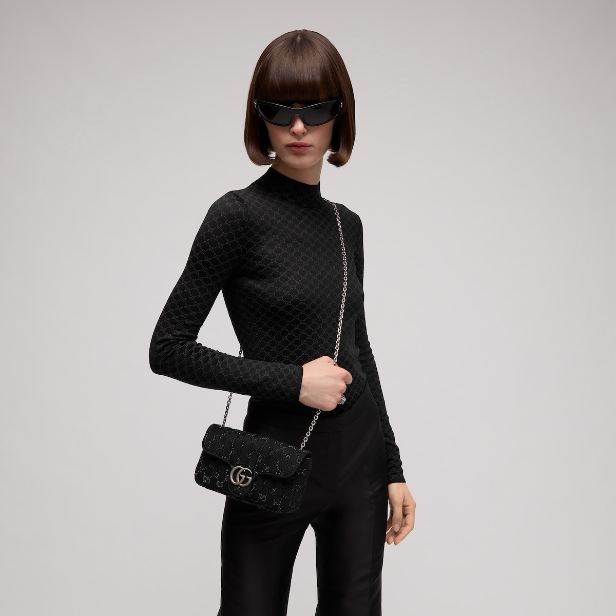 Gucci Jetset GG Marmont Crystal Small Shoulder Bag | Thumbnail 3 Gucci Jetset GG Marmont Crystal Small Shoulder Bag | Thumbnail 3