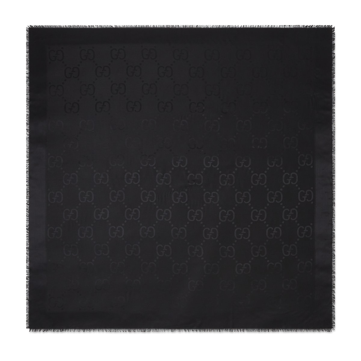 Gucci GG Jacquard Silk Wool Shawl