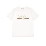 GUCCIロゴ オーバーサイズ コットン Tシャツ ・ホワイト コットン