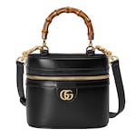 Mini vanity bag with bamboo handle