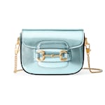 metallic light blue leather