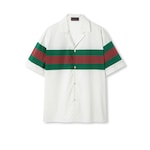 Camicia in cotone con motivo GG e Web
