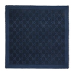 GG jacquard silk wool shawl in dark blue | GUCCI® US