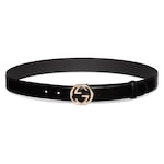 インターロッキングG バックル付き ベルト ・ブラック レザー | GUCCI公式