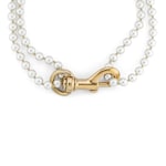 Glass pearl necklace with hook closure