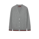 Cardigan en laine et cachemire avec bande Web