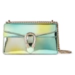 green and multicolor leather