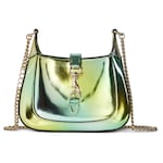 green and multicolor leather