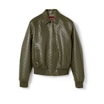 GG embossed leather bomber jacket