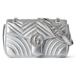metallic silver leather