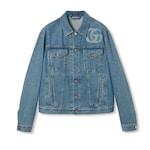 Veste en denim avec motif Double G réalisé au laser