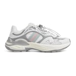 white and grey mesh and leather