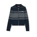 Fabric polo jacket with intarsia