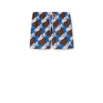 brown, blue and white