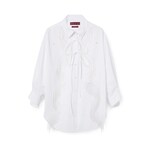 Cotton poplin shirt with beaded fringe