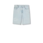 Lasered denim shorts