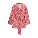 Printed silk shirt with self-tie