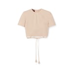 Cotton linen top with tie hem