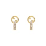 めろ　GUCCI ゴールドロゴ クリスタルピアス グッチ ブロンディ〕リンク クリスタル ピアス ・ライトゴールドトーン