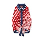 Silk twill printed knot hem top