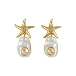 Starfish and pearl drop earrings