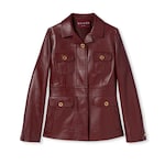 Veste en cuir avec logo en relief