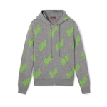 Wool knit zip jacket with jacquard