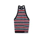 Top con scollo all'americana in maglia di cotone fine a righe