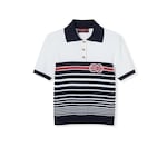 Cotton stitch polo top with intarsia