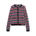 Cardigan in cotone a righe con intarsio