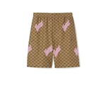 Embroidered canvas linen blend shorts