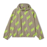beige, brown and lime green 