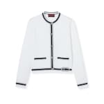 Cardigan in cotone traforato con intarsio