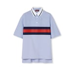 Striped cotton poplin polo shirt