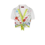 Silk and cotton top with print