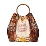Silk maxi tote bag with bamboo handle