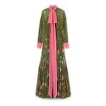 Printed long silk pleated dress
