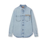 Washed denim shirt with GG insert