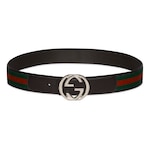 Reversible belt with Interlocking G buckle in green, red and brown